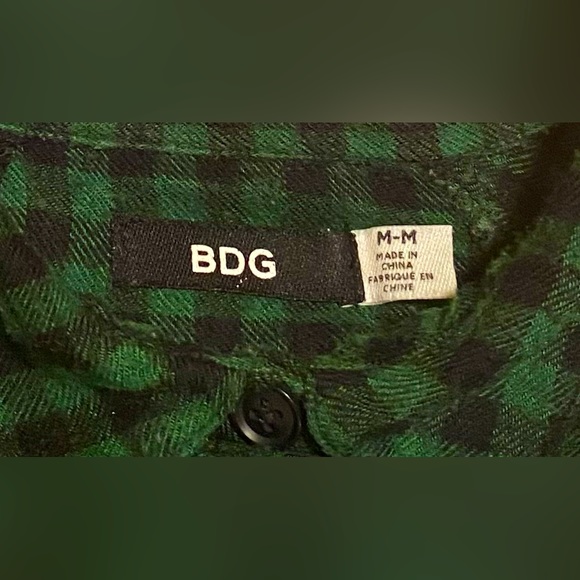 BDG oversized boyfriend flannel in black & green check - Picture 7 of 9